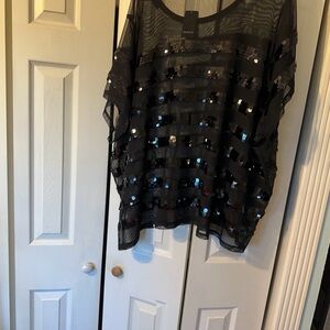 Sheer Black Sequin Top
